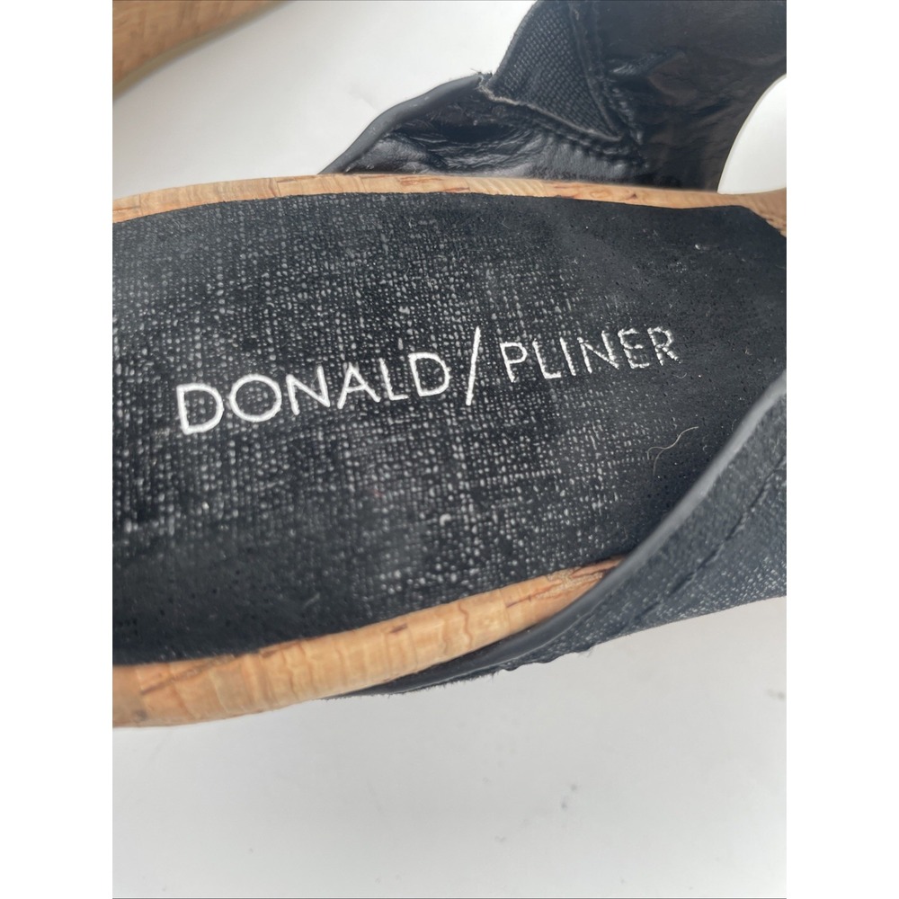 Donald Pliner Gerie Women's Size 10M Black Leather Cork Wedge Thong Sandals - Picture 7 of 11